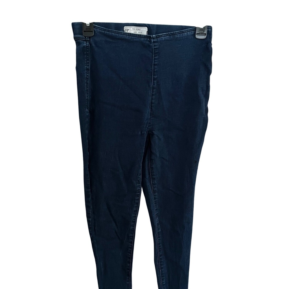 Free‎ People High Waisted Dark Wash Denim Jeans Cut Off Raw Hem Size M